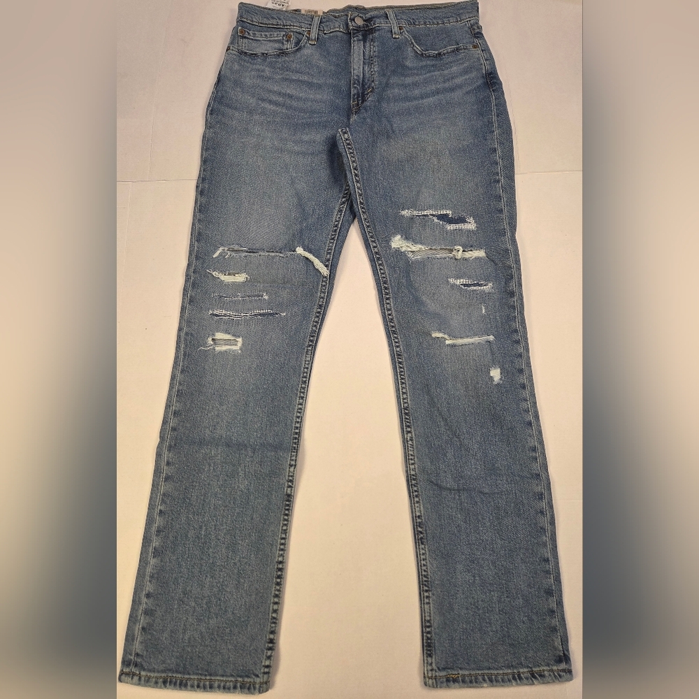 Levi's Men's Straight Jeans - Light Blue Distressed